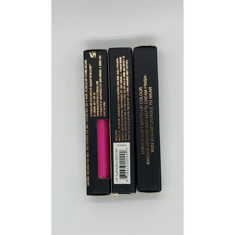 Revolution Lip Euphoria Butter Soft Matte Lip Color - Destiny .23 oz NEW 3 Pack